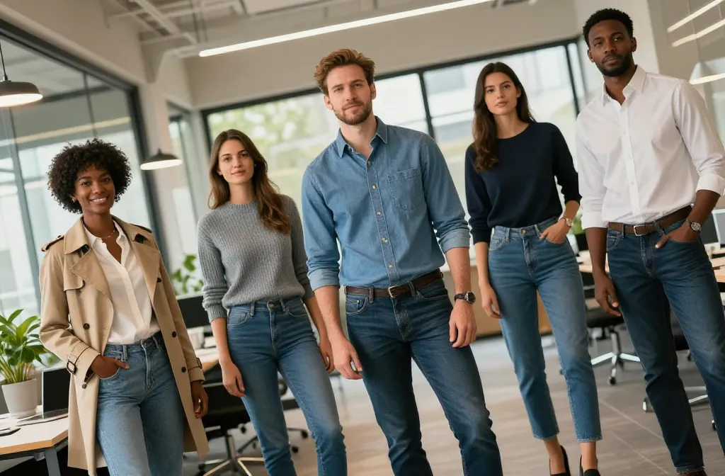 Read more about the article 17 Business Casual Outfits with Jeans That Still Look Office-Ready: Polished & Playful